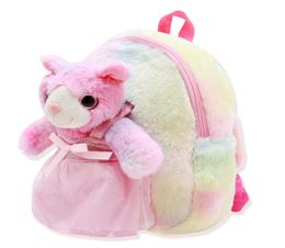 Kawaii Big Eyes Unicorn Backpack with Hairball Soft Plush Kindergarten Schoolbags Kids Girls Book Bag Fluffy Anmial Backpack8767552