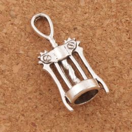 Wine Corkscrew Opener Charms 100pcs lot 27 3x11 3mm Antique Silver Pendants Jewelry DIY L285 Fit Necklace Bracelets201J