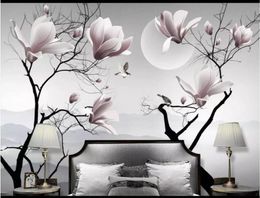 Whole3D po wallpaper custom 3d wall murals wallpaper New Chinese Magnolia Flower Bird Wall Decorative Painting wallpaper f6608221