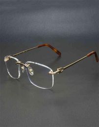 Metal Square Clear Glasses Frames for Men Women Rimless retros Optical Frame Spectacles Eyeglasses Computer 9011 RECC8281333