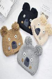 New Autumn Winter Baby Kids Knitted Hat Catoon Bear Caps Boys Girls Children Knit Warm Hats Cap M1786546201