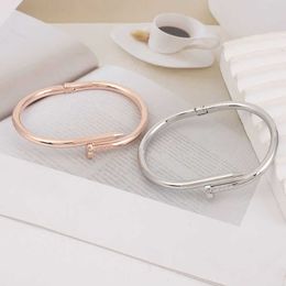 Gold Bracelet Nail Designer Bangles for Women and Men Han Trendy Fashion Light Luxury Simple Versatile Open Cross Girl