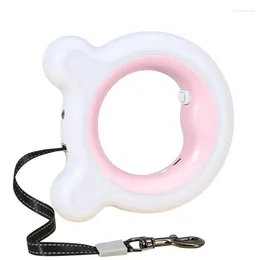 Dog Collars Fashion Bear Type Pet Automatic Retractable Traction Rope LED Light Webbing Rechargeable Seven-color For Dogs And Cats