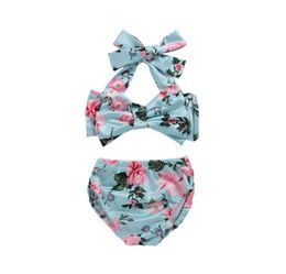 Cute Baby Summer Split TwoPieces Sets Swimsuit Floral Printed Girls Bikini Swimsuits Kids Toddlers Bathing Suits Children Casual 2451478