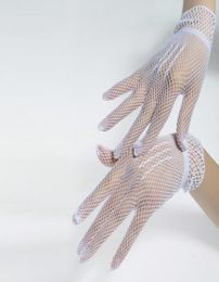 Thin mesh gloves Sexy nightclub lace fishnet gloves Wedding dress etiquette black white gloves ladies6646284