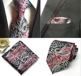 New Men Neck Tie Set Paisley Necktie Silk Tie Wedding Accessories British Style Suit Business Tie Hanky Set Square Scarf3344748