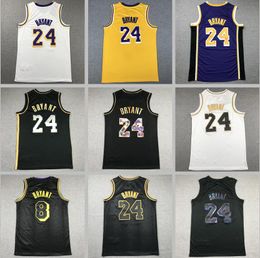 2024 Mens Authentic Ed Bryant #24 #8 Jerseys Yellow Whit Purple Mamba Youth Women Men S-Xxl Basketball Jersey With And Tags