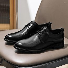 Casual Shoes Oxford Leather Men Lace Up Black Business Office Flats Zapatos De Hombre Chaussure Homme