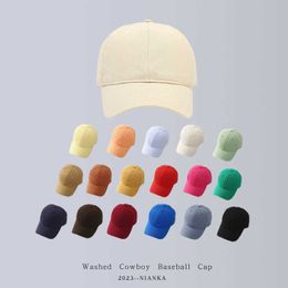 Korean version of simple solid Colour soft top duckbill cap for boys and girls childrens trendy water wash pure cotton small toe cap childrens baseball cap
