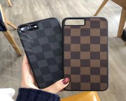 High Quality Brown Black Grid Phone Case for iPhone X XS MAX XR 8 8plus 7 7plus 6 6plus 6s Plus TPU PU 2 In 1 Shell Anti Skid Cove3039743