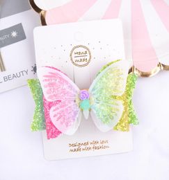 35 Inch Butterfly Hairgrips Glitter Hair Bows with Clip BlingBling Bow Hair Clip Girls Hair Accessories 2 colors YL0917078531