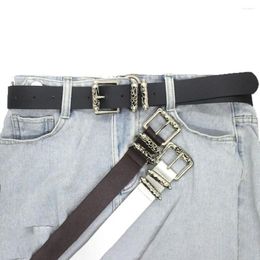 Belts PU Leather Hollow Buckle Wide Side All-match Men Waist Women Korean Waistbands Metal