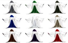 Long Sleeves Velvet Hooded Cloak Wedding Cape Halloween Wicca Robe Length Faux Fur Competitive Designer Wedding Cape White I9772904