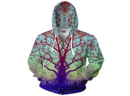 WholeTrip Tree ZipUp Hoodie Trippy 3d Print Fashion Clothing Women Men Tops Hooded Casual Zipper Sweatshirts Outfits Coats S4929471