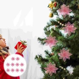 Decorative Flowers Christmas Tree Hanging Pendant Hollow Artificial Glitter Poinsettia Poinsettias Holiday Ornaments Decorations