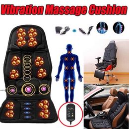 Car Electric Massage Chair Pad Heating Vibrating Back Massager Chair Cushion Home Office Lumbar Pain Relief With Remote Controls5930678