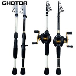 GDA CastingSpinning Rod and Reel Combo Portable Ultralight Travel Boat Single RodSet Strong Fishing Kit Set y240223