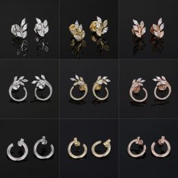 T Design open hoop stud earrings vine circle earrings 925 sterlling silver rose gold 18k gold plated Jewellery Luxury Brand Valentin253v
