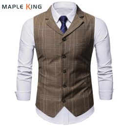 Vests Brown Punk Suit Vest For Men Luxury Chaleco Hombre Casual Business Smoking Hombre Elegante Waistcoat Mens Steampunk Costume Vest