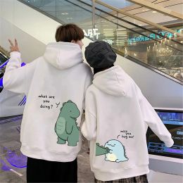 Sweatshirts Cute creative Couple Dinosaur Pullover Punk Korean Cartoon Print Hoodie Women Men Kawaii Anime Aesthetic Sweatshirt