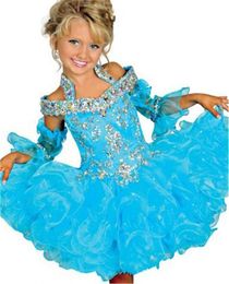 Custom Made Baby Girls Halter Turquoise Cupcake Pageant Dresses Toddler Glitz Mini Short Birthday Party Gowns Infant Mini Tutu Dre5751683