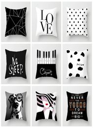 New Black White Printing Pillowcase Whole Household Sofa Office Chair Pillow Cover Comfortable Geometry Printed Cushion Cover 5473758