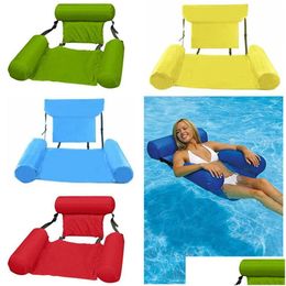 Sand Play & Water Fun Swimming Inflatable Bed Foldable Floating Row Chair Beach Swim Pool Water Hammock Air Mattress Inflatables Loung Dh4Ld