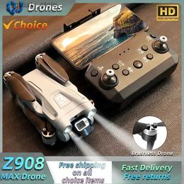 Drones Z908 Max Brushless Drone 4K Professional 8K HD ESC Camera Optical Flow WIFI FPV Obstacle Avoidance Folding Rc Four Helicopters Q240308