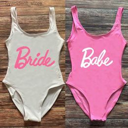 Women's Swimwear S-3XL Bride One Piece Swimsuit Women Swimwear Babe Beachwear Summer Bathing Sexy Swimsuits Wedding Party Swimming Suit Plus Size L240308