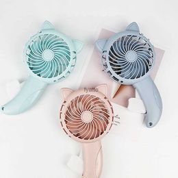 Electric Fans 3-color portable handheld fan pressure mini no battery home cute cooling cartoonH240308