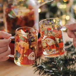 Wine Glasses 1 PC Christmas Glass Cup Household Large-capacity Beverage With Handle Water High Temperature Resistant Drinking