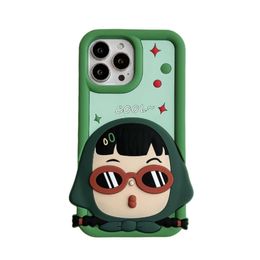 Cases 3D Current Cool Girl Case For IPhone 14Pro Max 13Plus 12 11 X XR/XS INS Style Cartoon Cute Silicone Shockproof Cover 240304
