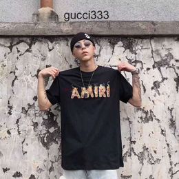 amirirlies luxury Flame amari Clothing Tshirt amirl Print women amirlies designer Fashion am Tees Am amis Style 9ssh imiri Burning Letter amiiri men Theme Shor