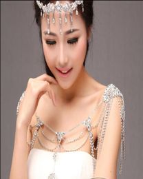 New Arrival 2021 Wedding Bridal Jewellery Shiny Crystal Lace Pearls Alloy Water Drop Fairy Wedding Dress Shoulder Necklace Scop Ne1336161
