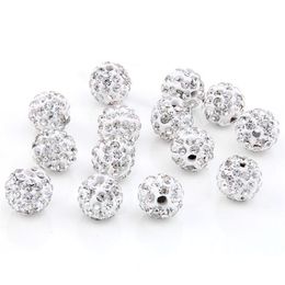 Crystal 100Pcs/Lot 10Mm White Micro Pave Cz Disco Ball Crystal Bead Bracelet Rhinestone Necklace Jewellery Beads. Drop Delivery Jewellery Dhvj2