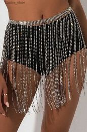 Belts Party Silver Long Full Rhinestone Decor Luxury Tassel Waist Chain belt L240308