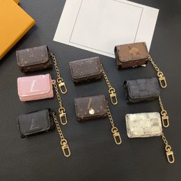 New Classic Designer Letter Wallet Keychain Bag Keyring Fashion Purse Pendant Car Chain Charm Brown Flower