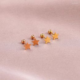 Stud Earrings Miqiao Real 18k Gold Screw Pure Solid Au750 Simple Star Fine Jewellery Gift for Women Ea032