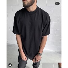 Men'S T-Shirts Quality Solid T-Shirt Men Women Blank High Street Tee Inside Tag Label Tops Short Sleeve Drop Delivery Apparel Men'S Cl Dhl2S