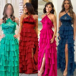 Halter Ruffles Prom Dress Corset Chiffon Pageant Winter Spring Formal Event Evening Party Runway Black-Tie Gala Oscar Hoco Gown Wedding Guest Maid Baby Shower Berry