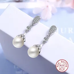 Dangle Earrings Romantic 925 Sterling Silver Earring Mosaic Zircon Freshwater Pearl Water Drop Tassel For Women Pendientes Brincos Gift