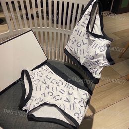 Designer Printed Swimsuit Push Up Bra Briefs Two Piece Set Strap Bra Belt Pad Women Beach Bikini For Summer Surf Swimwear