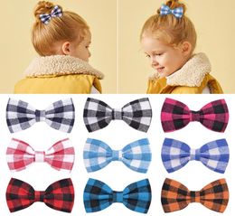 Baby Girls Barrettes Clips Kids Handmade Hairpins bow clip Hairgrips Children Princess Cute Bowknot Grid Chequered Clothing Clippe9865133