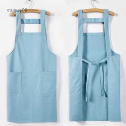 Aprons A025 Home Apron Cotton Kitchen Apron Beautician Kindergarten Work Clothes Restaurant Flower Art Painting Coffee Milk Tea Apron