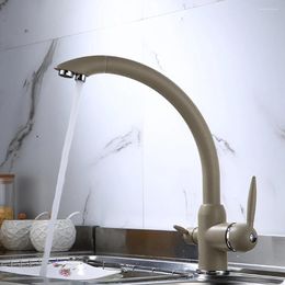 Kitchen Faucets Brass 3 Colour Sink Faucet Mixer Cold And Single Handle Swivel Spout Water Tap