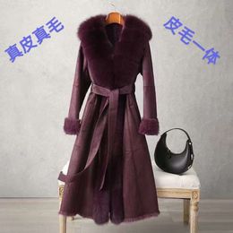 Genuine Integrated Jacket For Women, Medium Length, 2023 New Winter Fox Fur, Haining Leather Jacket, Fur Coat 961116
