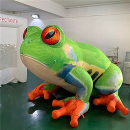 wholesale 3m Length Giant Inflatable Frog With LED and Blower For Advertising Inflatable Park Stage or Parade Decoration