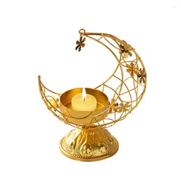 Candle Holders Moon Holder Metal Pillar Stand Elegant Shape Hollow Out Design For Dining Table Centrepiece Wedding