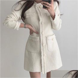 Basic & Casual Dresses Mini Fairy T Dress Round Neck Loose Single Breasted One Piece Long Sleeve Female Tide Drop Delivery Apparel Wo Dh5Y4