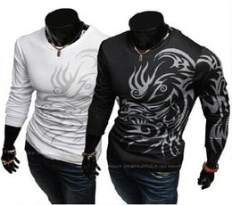 Tattoo Print T Shirt Männer Langarm Neue Mode Herren Marke Kleidung Casual Slim Fit Oneck Baumwolle T-shirt Tees CJ1456914680